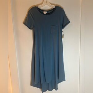 LuLaRoe Carly Blue Maxi Dress with Pocket